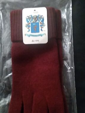 Portolano Knit Gloves - Burgundy 100% Cashmere NWT